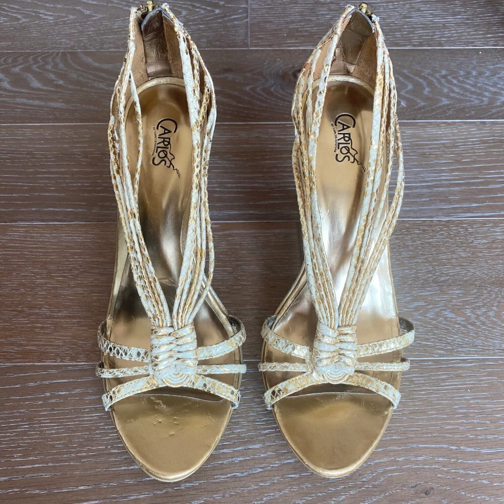 Carlos Santana Snake Print Sandal | Gold | 10M